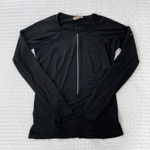 Athleta Women's Long Sleeve Half Zip Ruched Activewear Top in Black Size Medium - Picture 1 of 8